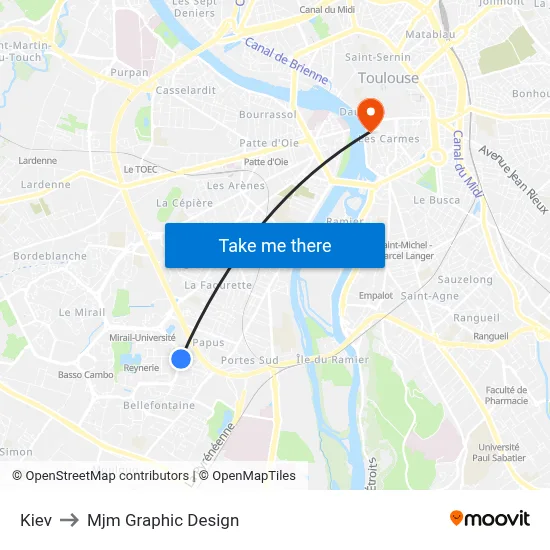 Kiev to Mjm Graphic Design map