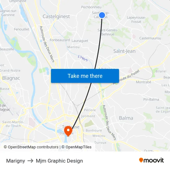 Marigny to Mjm Graphic Design map
