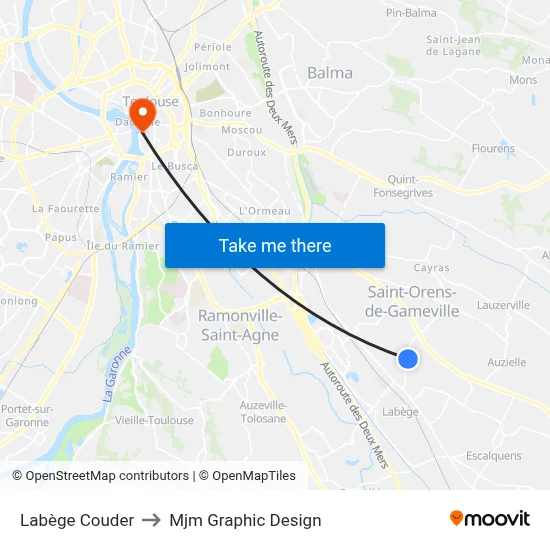 Labège Couder to Mjm Graphic Design map