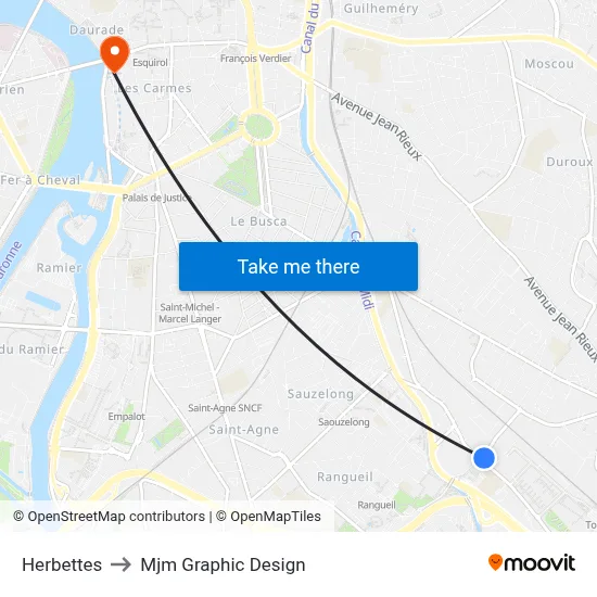 Herbettes to Mjm Graphic Design map