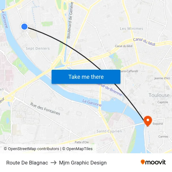 Route De Blagnac to Mjm Graphic Design map