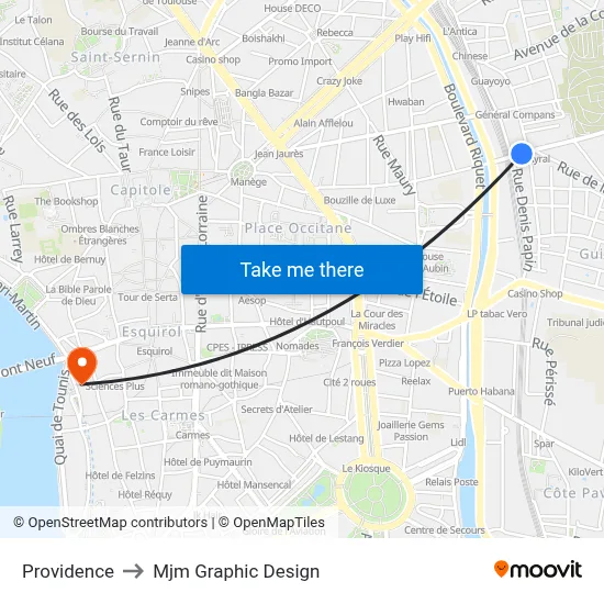 Providence to Mjm Graphic Design map