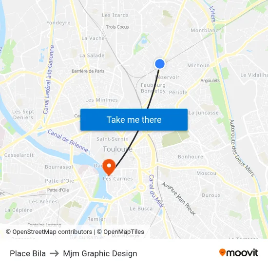 Place Bila to Mjm Graphic Design map