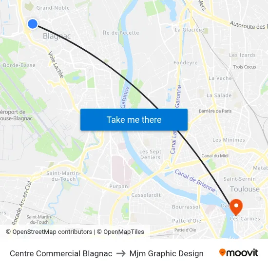 Centre Commercial Blagnac to Mjm Graphic Design map