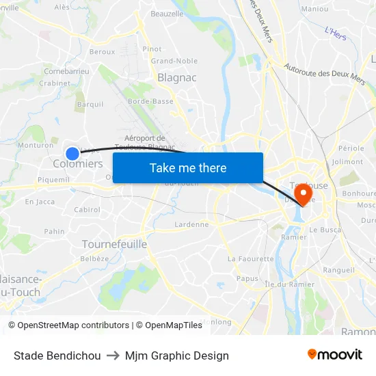 Stade Bendichou to Mjm Graphic Design map