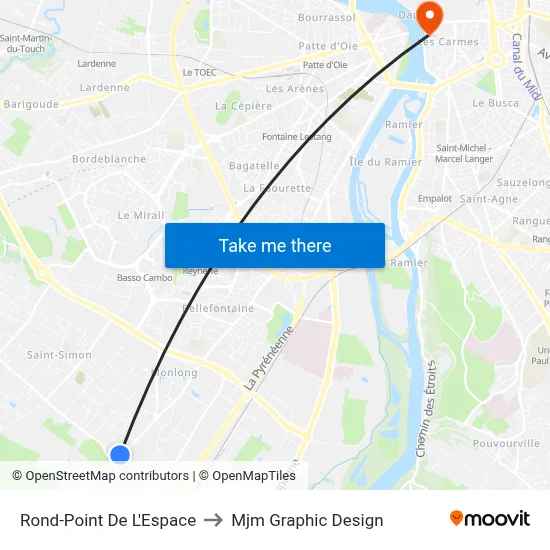 Rond-Point De L'Espace to Mjm Graphic Design map