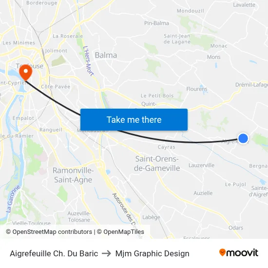 Aigrefeuille Ch. Du Baric to Mjm Graphic Design map