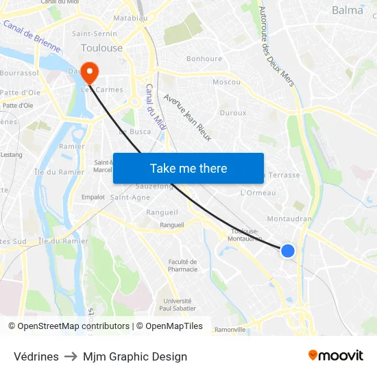 Védrines to Mjm Graphic Design map