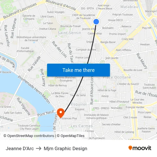 Jeanne D'Arc to Mjm Graphic Design map