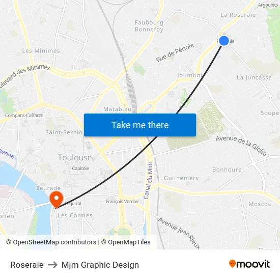 Roseraie to Mjm Graphic Design map