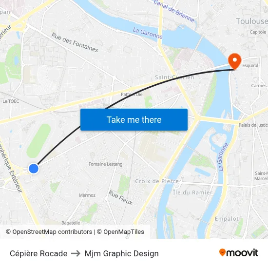 Cépière Rocade to Mjm Graphic Design map