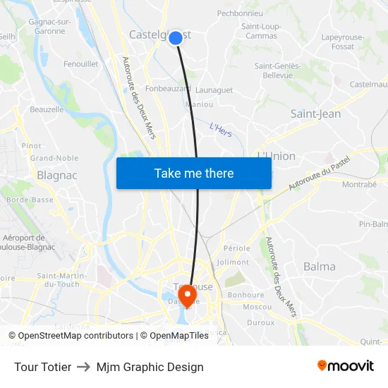 Tour Totier to Mjm Graphic Design map