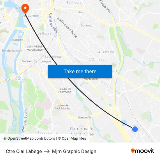 Ctre Cial Labège to Mjm Graphic Design map