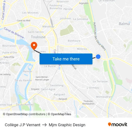 Collège J.P Vernant to Mjm Graphic Design map