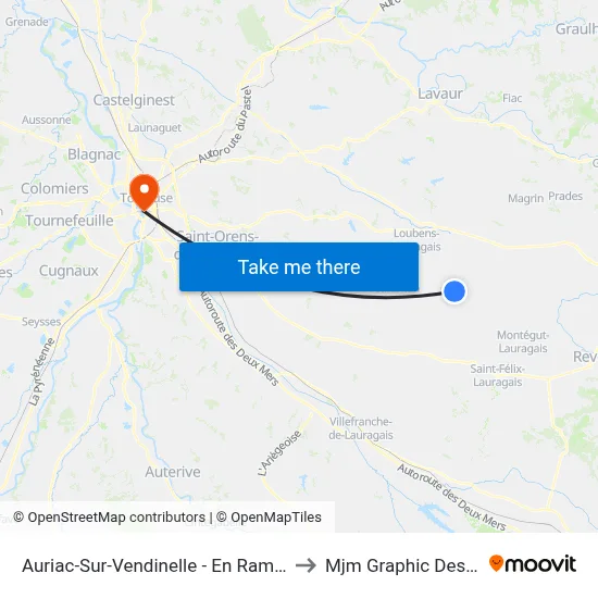 Auriac-Sur-Vendinelle - En Ramière to Mjm Graphic Design map