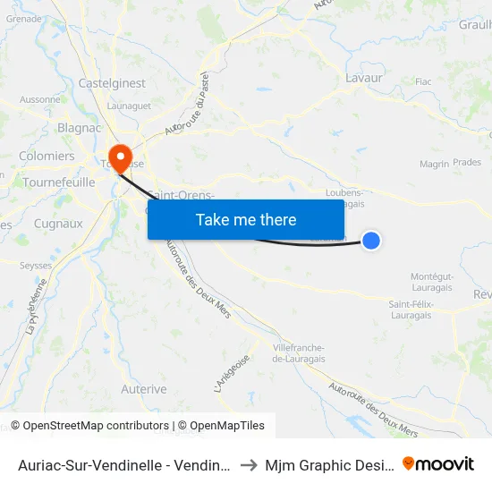 Auriac-Sur-Vendinelle - Vendinelle to Mjm Graphic Design map