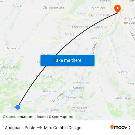 Aurignac - Poste to Mjm Graphic Design map