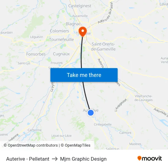 Auterive - Pelletant to Mjm Graphic Design map