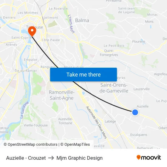 Auzielle - Crouzet to Mjm Graphic Design map