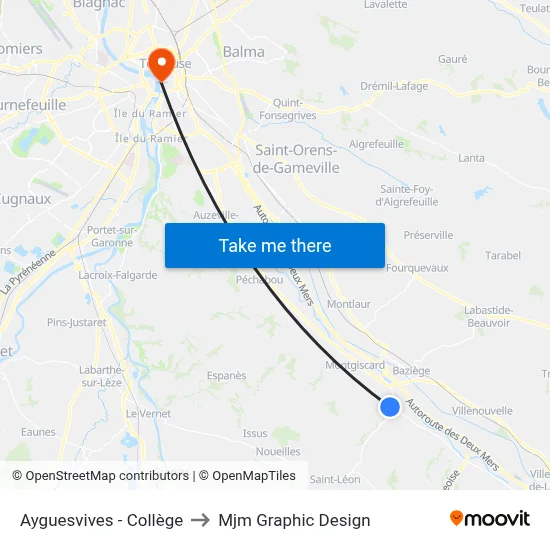 Ayguesvives - Collège to Mjm Graphic Design map