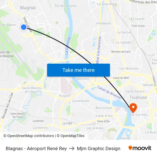 Blagnac - Aéroport René Rey to Mjm Graphic Design map