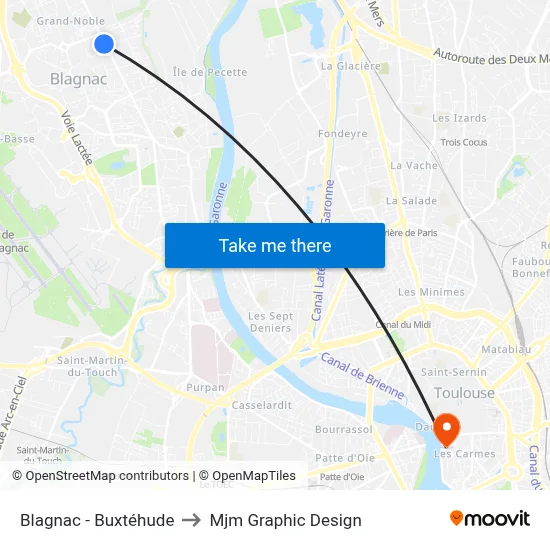 Blagnac - Buxtéhude to Mjm Graphic Design map