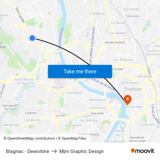 Blagnac - Dewoitine to Mjm Graphic Design map