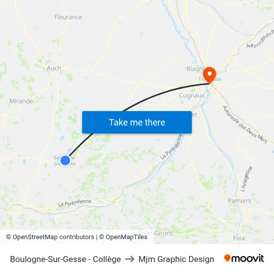 Boulogne-Sur-Gesse - Collège to Mjm Graphic Design map