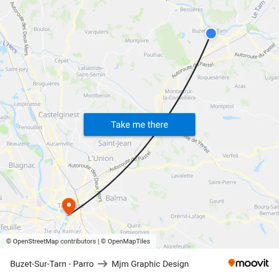 Buzet-Sur-Tarn - Parro to Mjm Graphic Design map