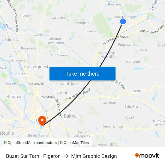 Buzet-Sur-Tarn - Pigeron to Mjm Graphic Design map