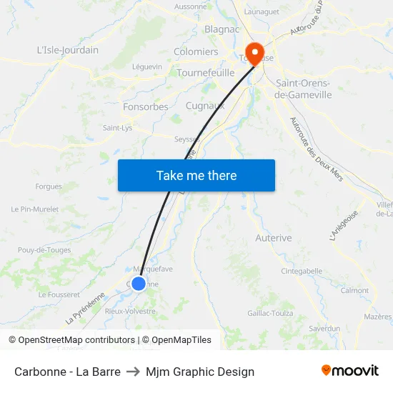 Carbonne - La Barre to Mjm Graphic Design map