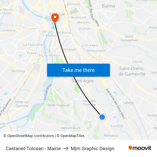 Castanet-Tolosan - Mairie to Mjm Graphic Design map
