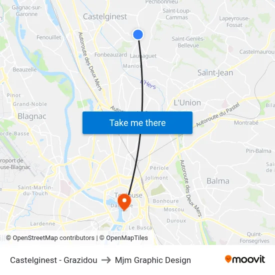 Castelginest - Grazidou to Mjm Graphic Design map