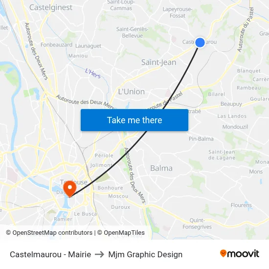 Castelmaurou - Mairie to Mjm Graphic Design map