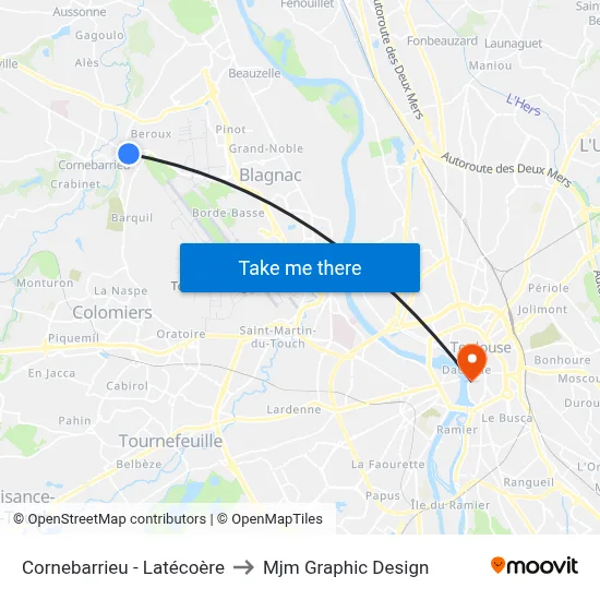 Cornebarrieu - Latécoère to Mjm Graphic Design map