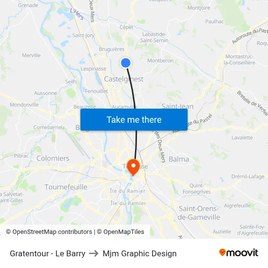 Gratentour - Le Barry to Mjm Graphic Design map