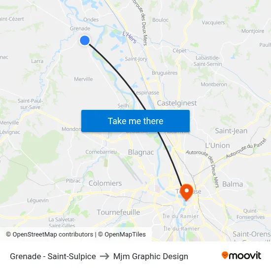 Grenade - Saint-Sulpice to Mjm Graphic Design map