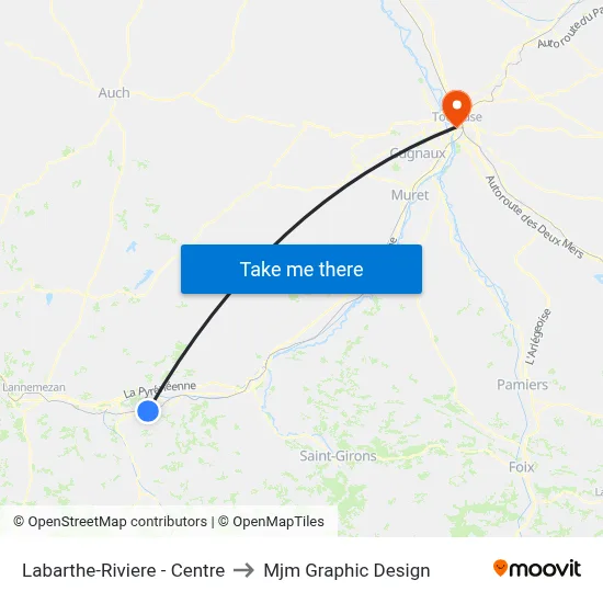 Labarthe-Riviere - Centre to Mjm Graphic Design map