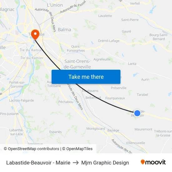 Labastide-Beauvoir - Mairie to Mjm Graphic Design map