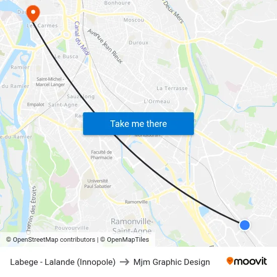 Labege - Lalande (Innopole) to Mjm Graphic Design map