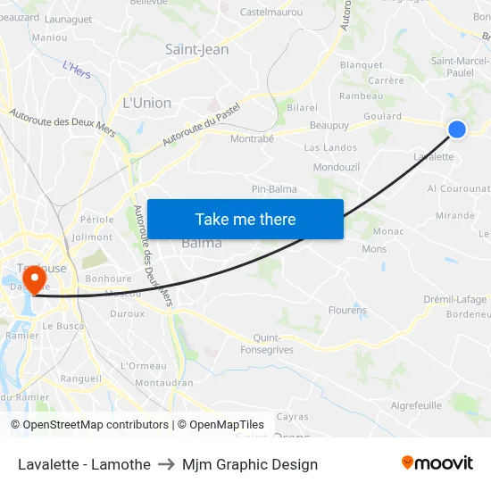 Lavalette - Lamothe to Mjm Graphic Design map