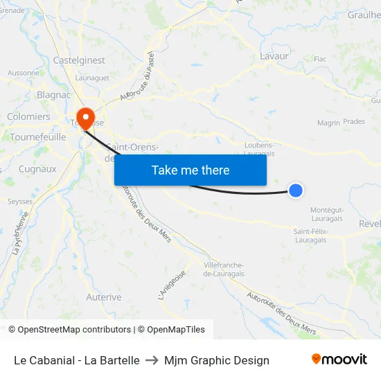 Le Cabanial - La Bartelle to Mjm Graphic Design map