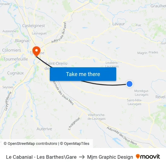 Le Cabanial - Les Barthes\Gare to Mjm Graphic Design map