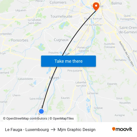 Le Fauga - Luxembourg to Mjm Graphic Design map