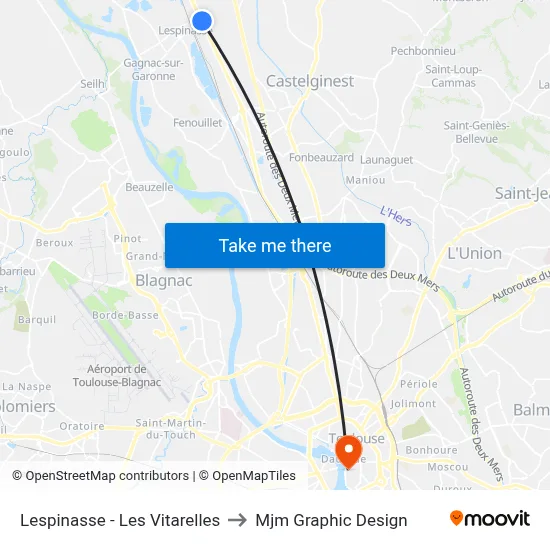 Lespinasse - Les Vitarelles to Mjm Graphic Design map