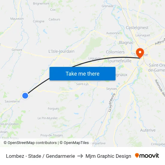 Lombez - Stade / Gendarmerie to Mjm Graphic Design map