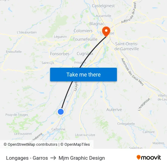 Longages - Garros to Mjm Graphic Design map
