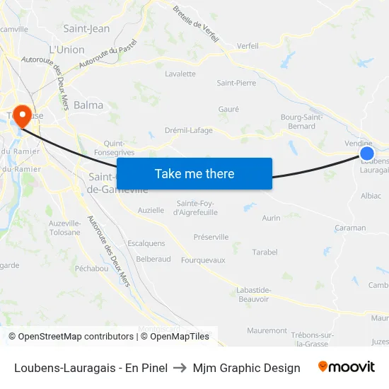 Loubens-Lauragais - En Pinel to Mjm Graphic Design map