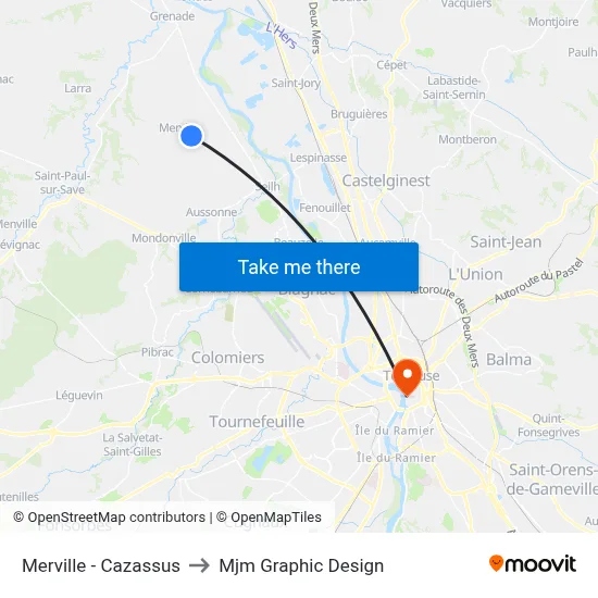 Merville - Cazassus to Mjm Graphic Design map