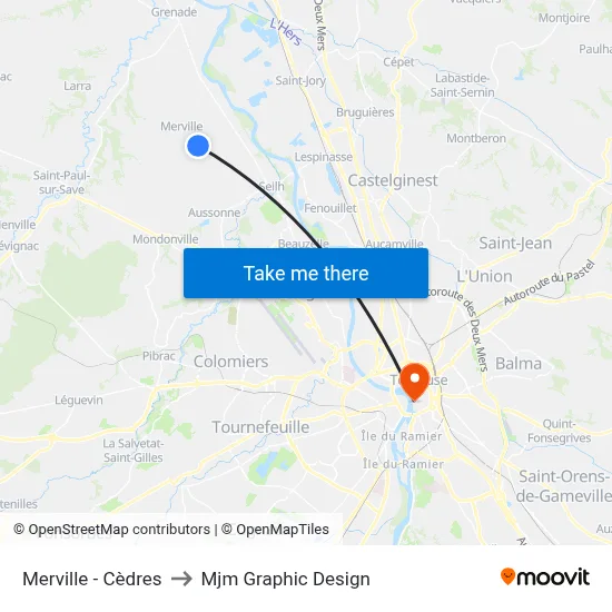 Merville - Cèdres to Mjm Graphic Design map